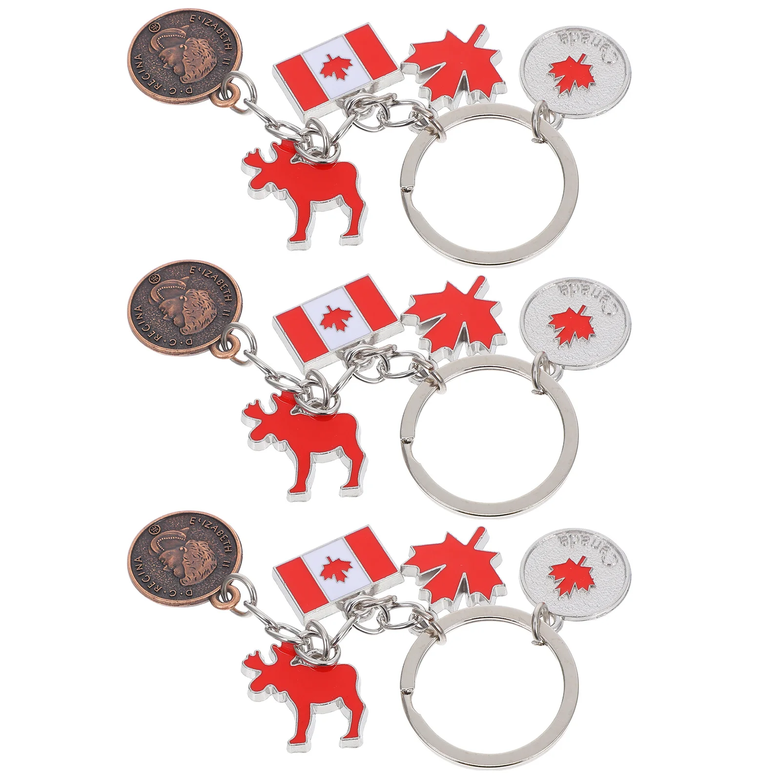 

3Pcs Decorative Keychain Canadian Themed Key Ring Fine Workmanship Key Holder for Daily Use Travel Outdoor Adventure Gear