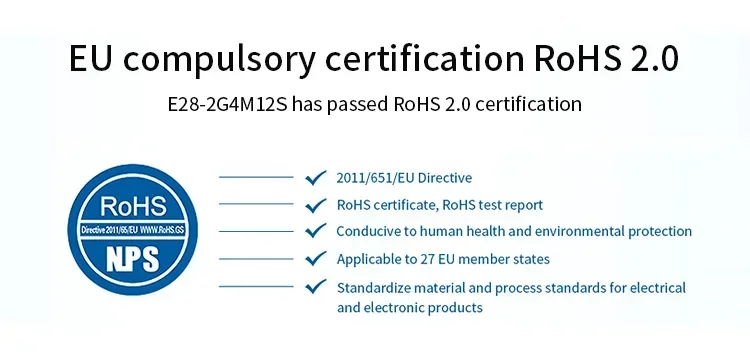 E28-2G4M12S RoHS 2,0 SX1281 LoRa 2,4 GHz 12,5dbm SPI IoT módulo GFSK FLRC Bluetooth transmisor receptor IPEX PCB