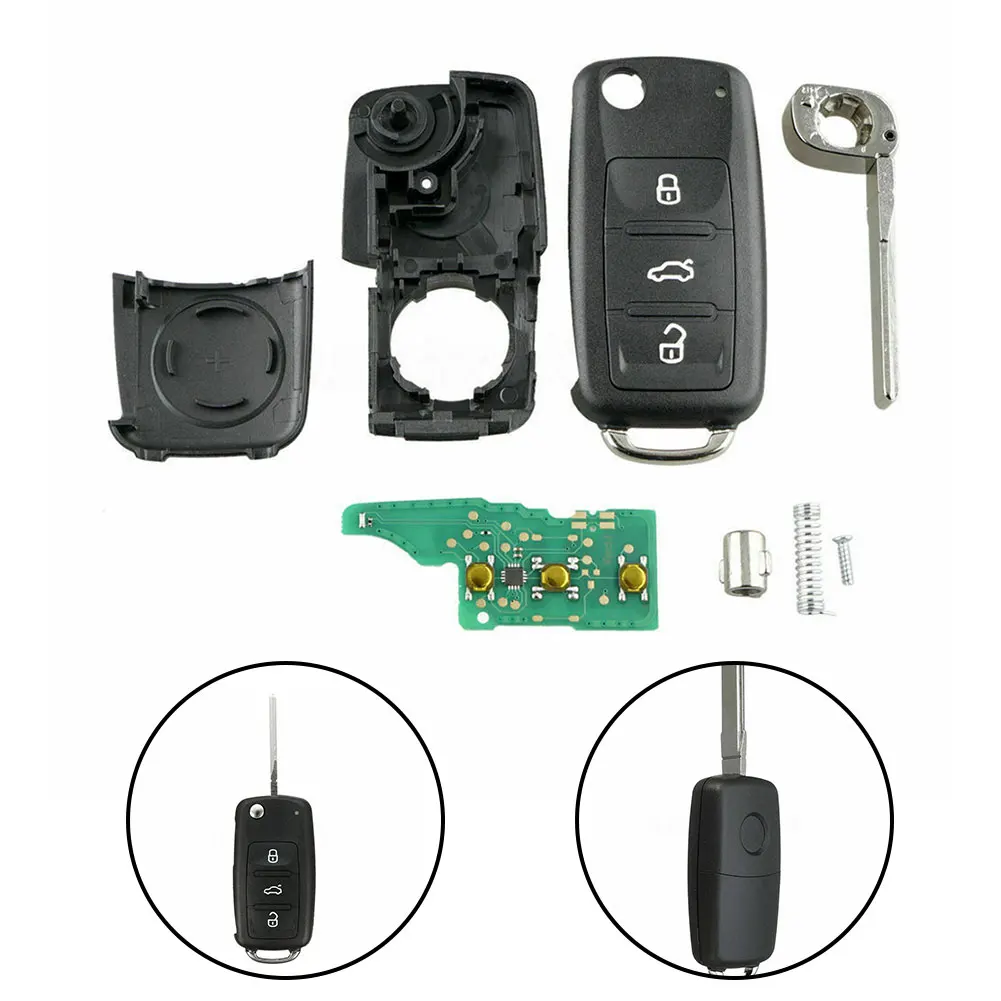 Stylish Black 434MHz Remote Key Fob for Skoda/For Seat 3 Buttons High Security Professional Installation Recommended