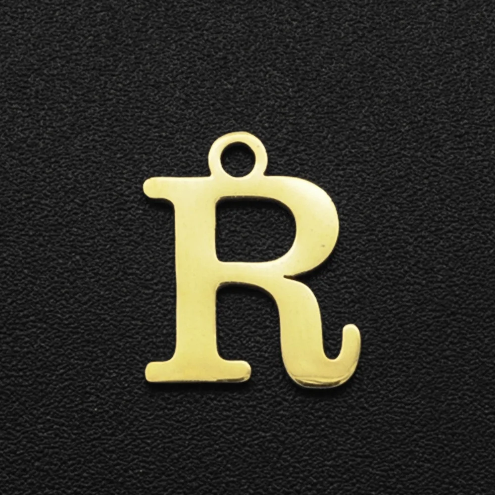 5Pcs Alphabet Charms Stainless Steel Letter Charms Golden Ltter R Charm for Jewelry Making Charms DIY Bracelet Necklace Craft