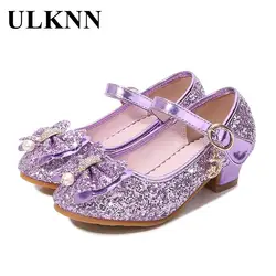Children's Shoes 2026 New Girl Sequins Glittering Princess Dress Shoes Slipper School Performance Shoes Kids Infants Purple Shoe