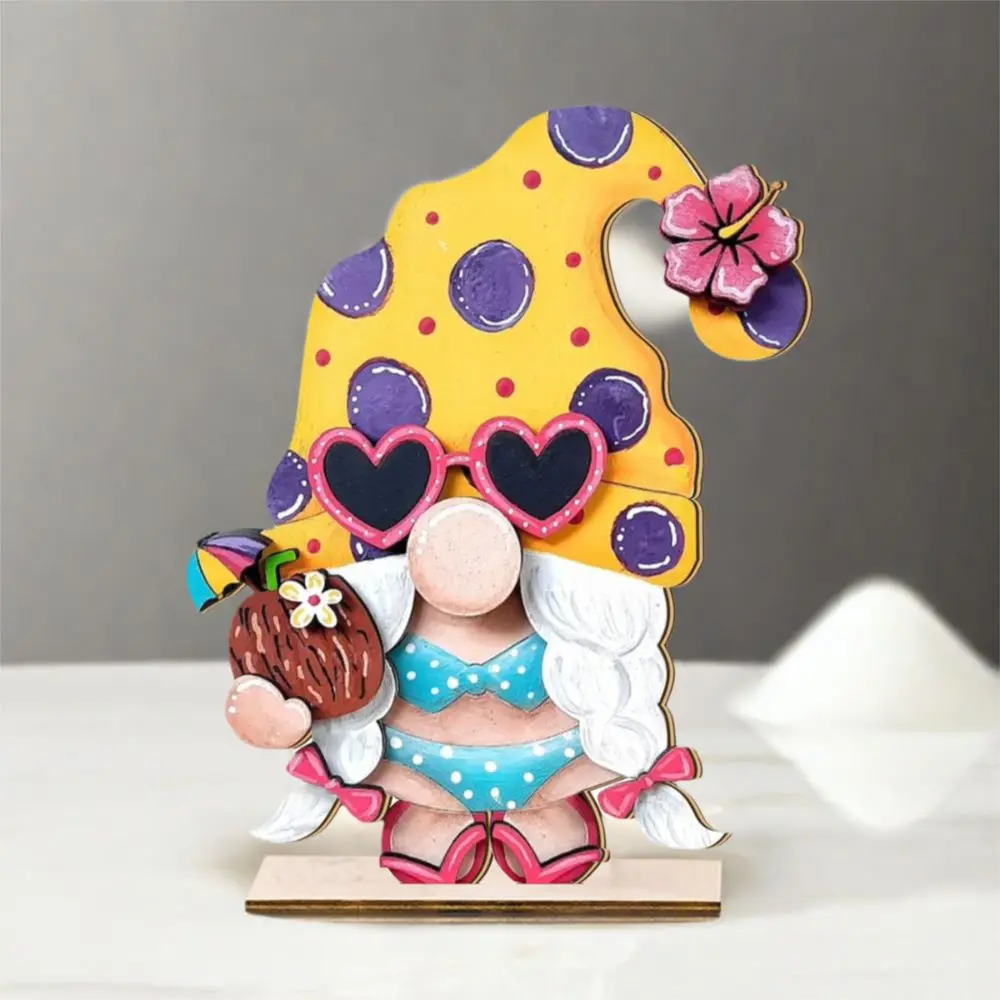 

Creative Colorful Wooden Dwarf Ornaments Beach Funny Summer Dwarf Sign Wall Art Hawaiian Ornaments For Home Room Desktop