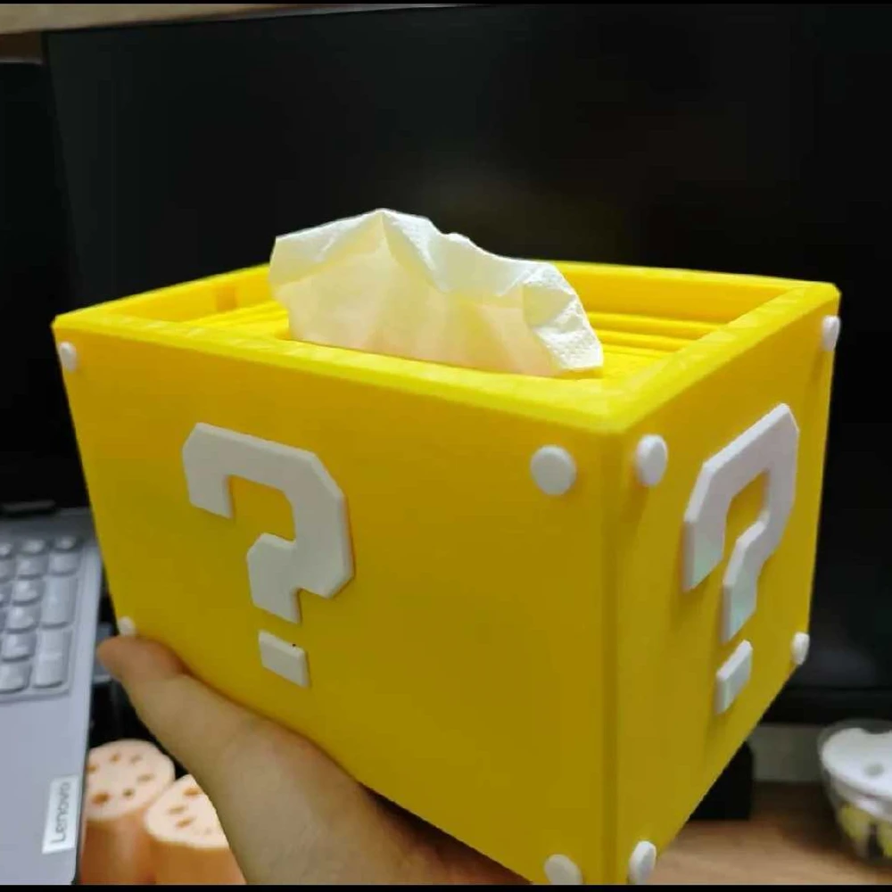 3D Printed Question Tissue Box with Auto Lowering Design for Decor Self Top for Easy Last Tissue Access  scatola fazzoletti