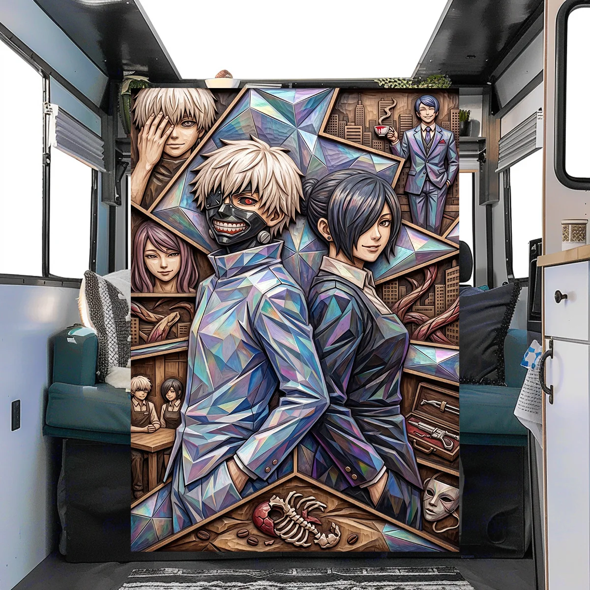 Tokyo Ghoul  Warm Cozy Printed Flannel Blanket Suitable for Bedroom Sofa Bed Chair Picnic Travel YUN6514