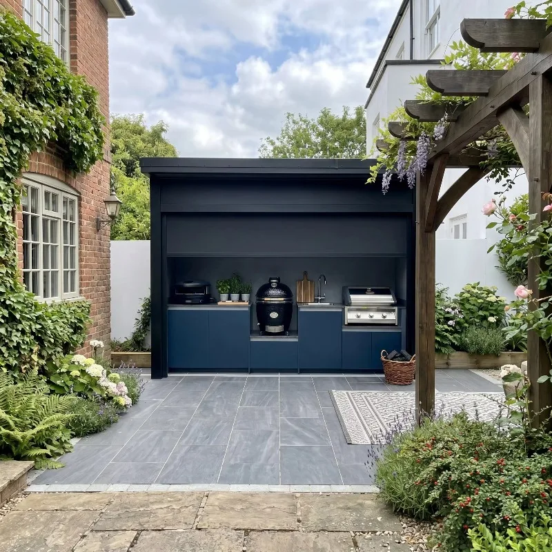 New design anti-corrosive outdoor kitchen barbecue shed, 304 stainless steel outdoor kitchen barbecue shed for garden