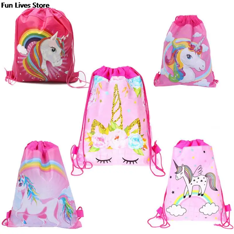 Drawstring Strap Pocket Storage Bag Unicorn Backpack For Adult Children Waterproof Backpacks Cartoon Sundries Bags Cute Satchel