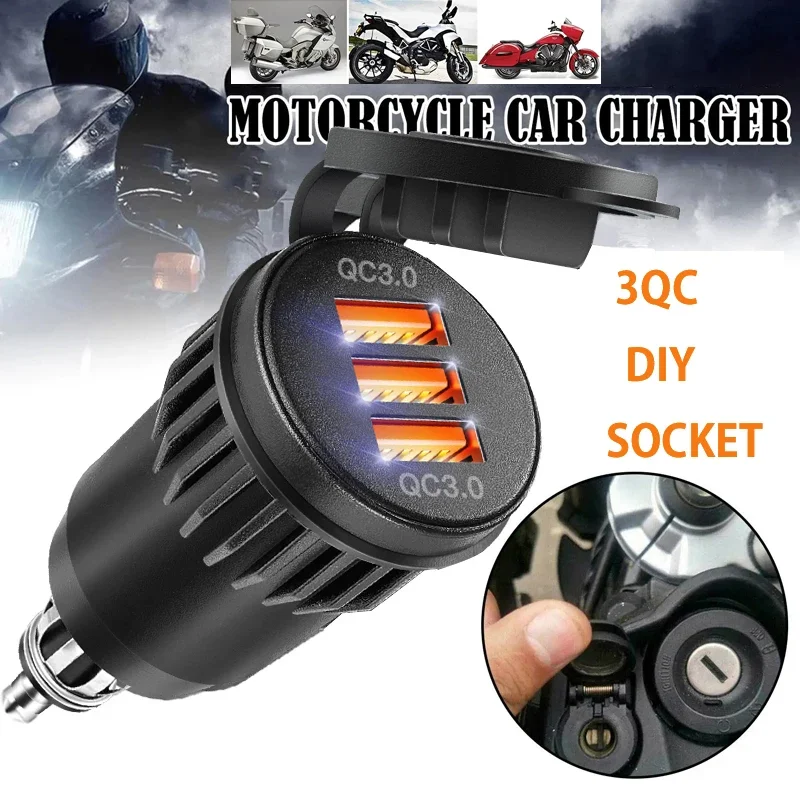 Motorcycle QC3.0 USB Type C PD Fast Charger Power Adapter Hella DIN Plug Socket For BMW R1250 1300GS For Ducati For Triumph