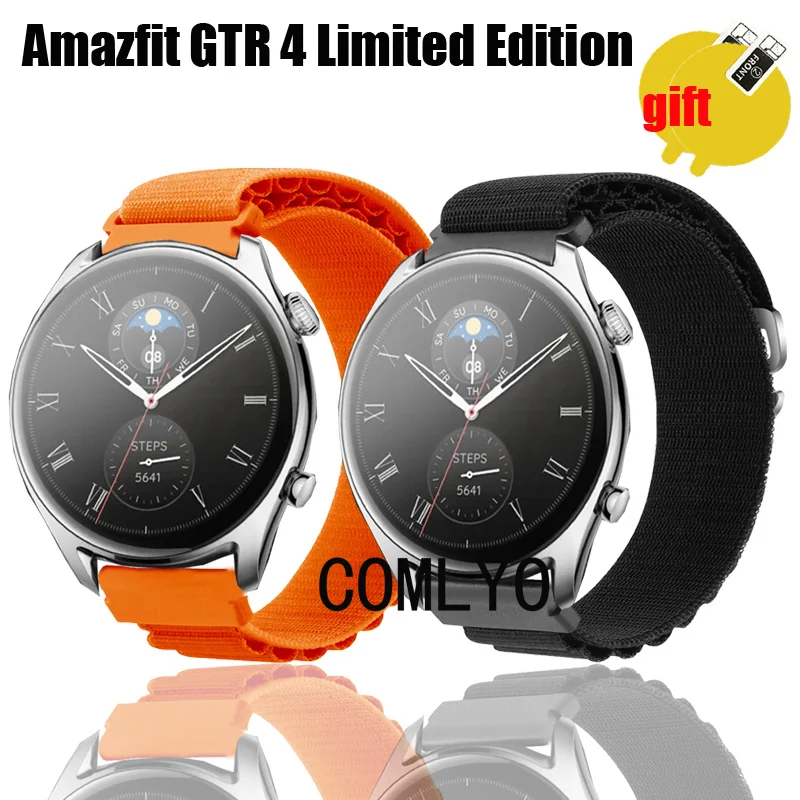 3in1 Band For Amazfit GTR 4 Limited Edition Strap Nylon Soft Bracelet Bands Belt Screen Protector film