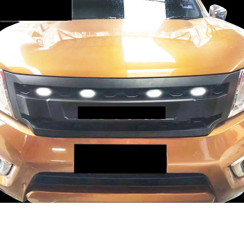 Car Front Bumper Grill with lights for Nissan Navara NP300 modified Mask Net Radiator Grille body kit Car Accessories