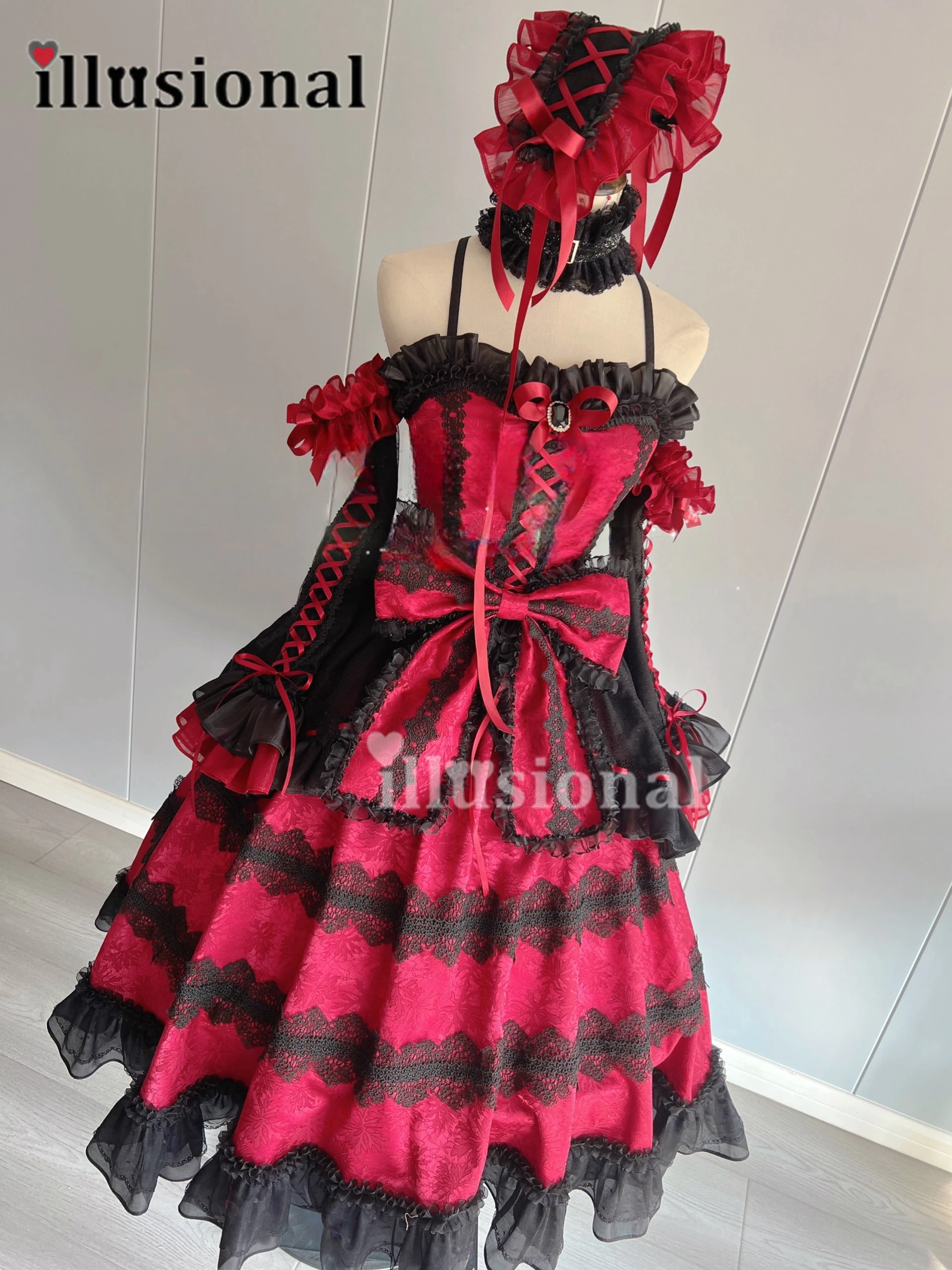 illusional Custom size Date A Live Cosplay Tokisaki Kurumi Cosplay Costume Halloween Costumes Nightmare dress female Customized