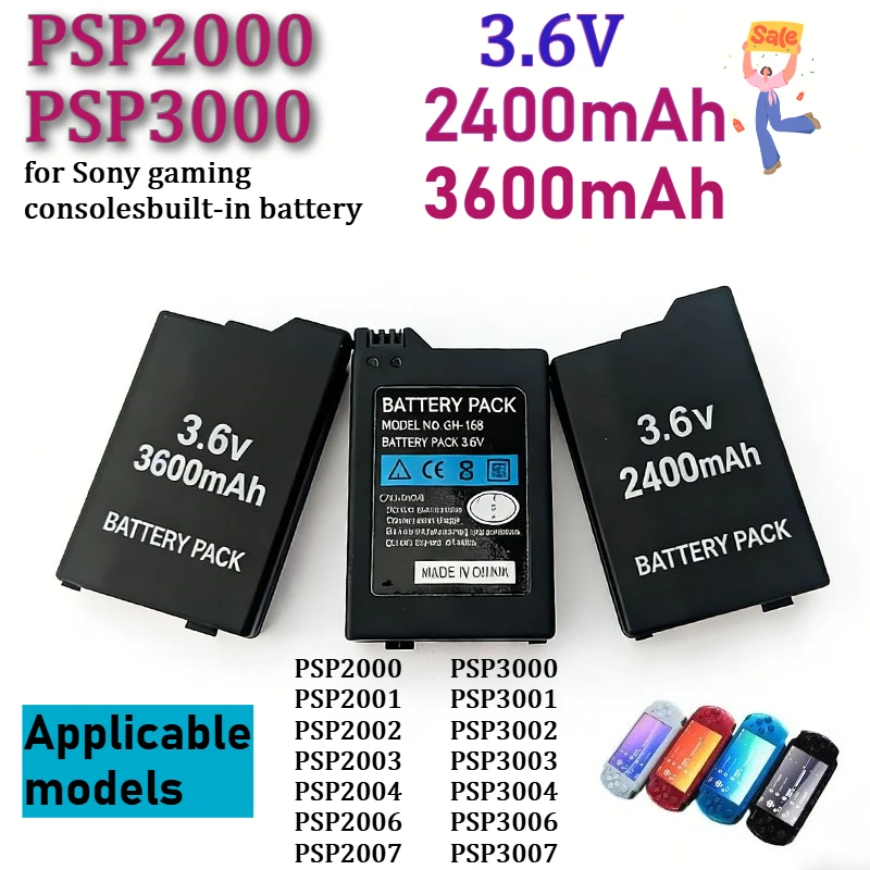 Suitable for Sony game console PS Lite PSP2th PSP-2000 PSP-3000 3.6V-2400mAh/3600mAh game console rechargeable host battery