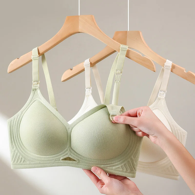 Nursing Bra Open Front Breastfeeding Underwear Lift Maternity Gather Women's Side Breast Anti-Sagging Bra ABC