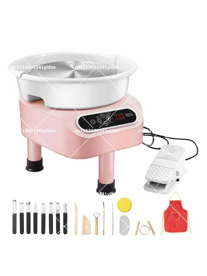 450W Pottery Wheel 28cm Direct Drive Ceramic Forming Machine with 3 Support Legs for DIY Art Craft LCD Screen
