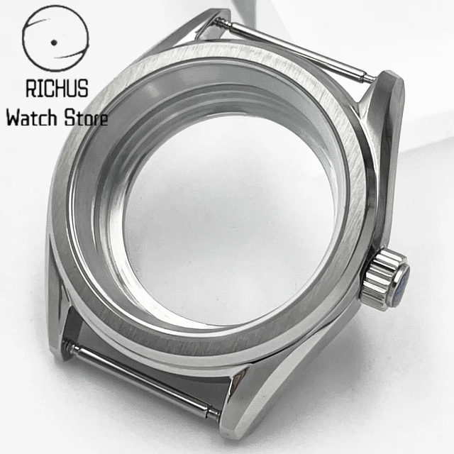 Obudowa 38mm Szkło Szafirowe Srebrna Obudowa Zegarka Pasuje do Mechanizmów NH35 NH36 ETA2824 PT5000 Miyota8215 Akcesoria do Zegarków