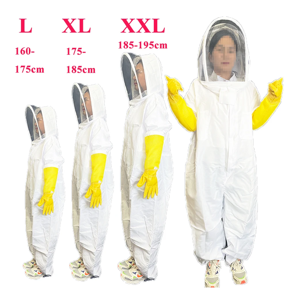 Sting Stopper Veil Hooded Ventilated Suit Proof Safety Clothing Jumpsuit Overall Full Body Protection Apiarist Cloth Gloves