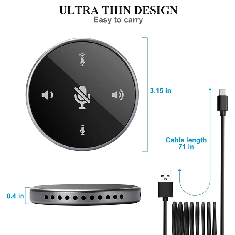 FFYY-USB Conference Microphone With Speaker, Laptop Computer Mic Omnidirectional, For Zoom Meetings,Voip Call