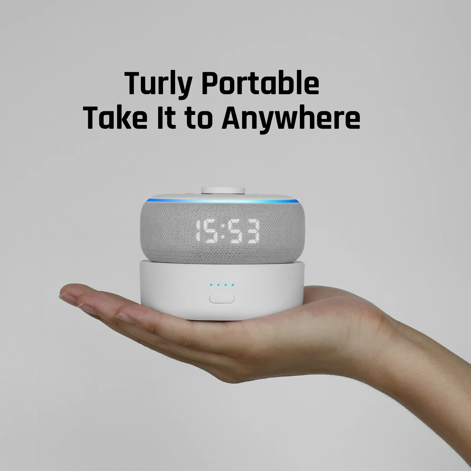 قاعدة بطارية محمولة لـ eco Dot 3rd Gen ، وقت تشغيل 16 ساعة ، أمازون البيضاء ، D3 + ، amah