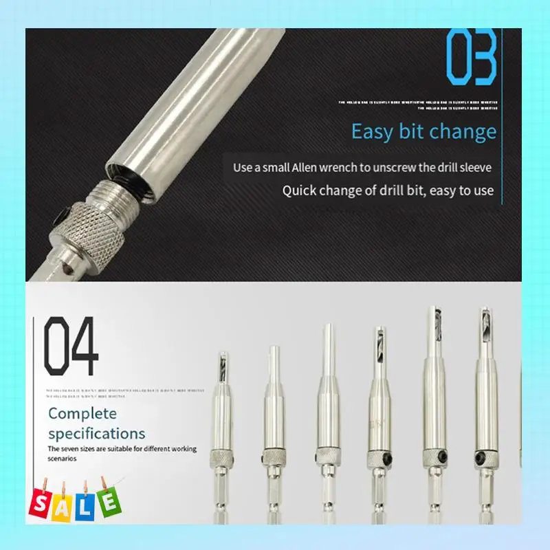 

A56X 10 Piece Door And Window Hinge Hole Opener Silver Steel Woodworking Positioning Anti-Skid Batch Head