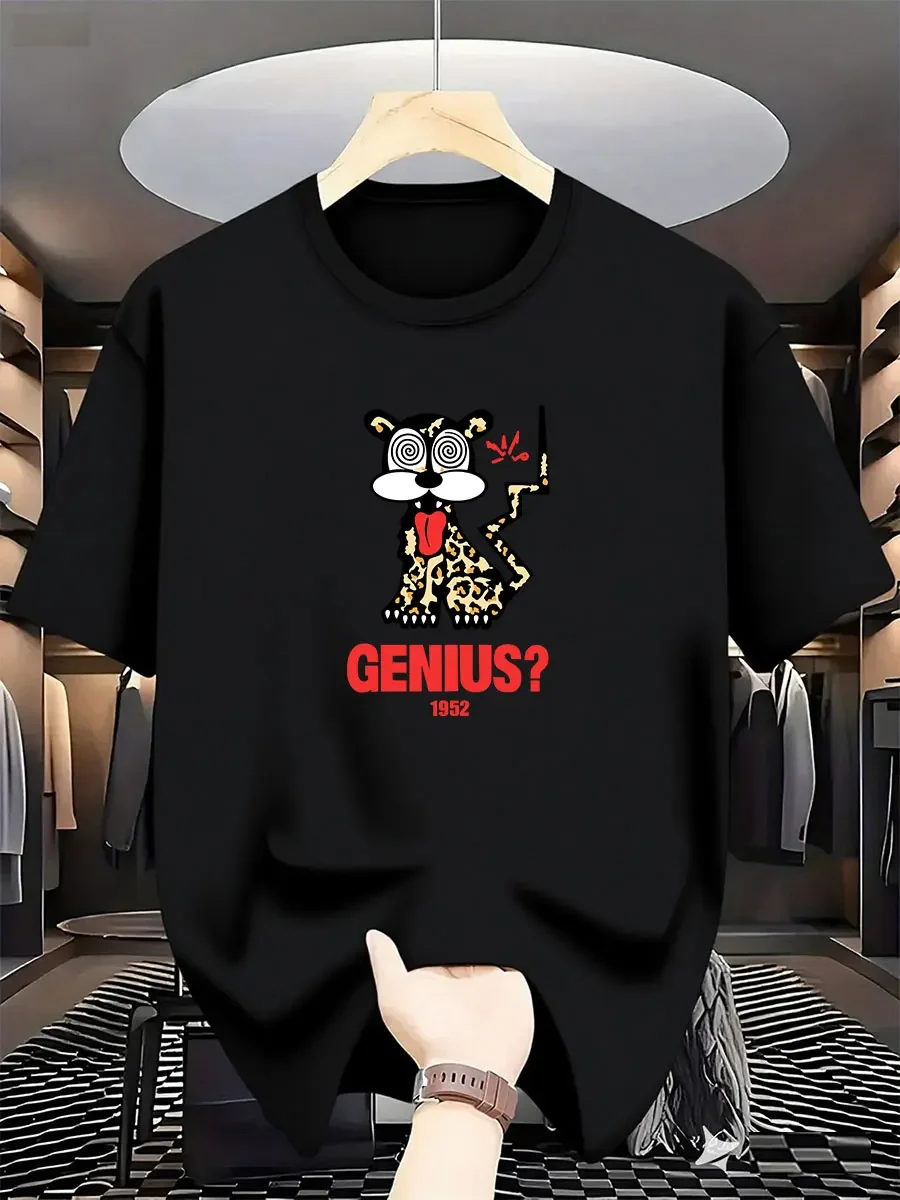 

Fun cartoon cat print T-shirt, 100% pure cotton, fashionable and high-quality men's T-shirt, daily travel casual sports T-shirt