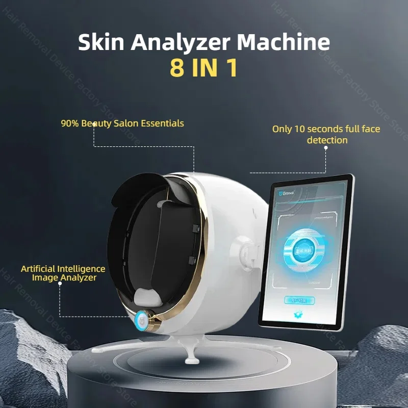 3D Magic Mirror Facial Analyzer Monitoring Machine Portable Test English Tester Facial Camera Test Analysis Latest