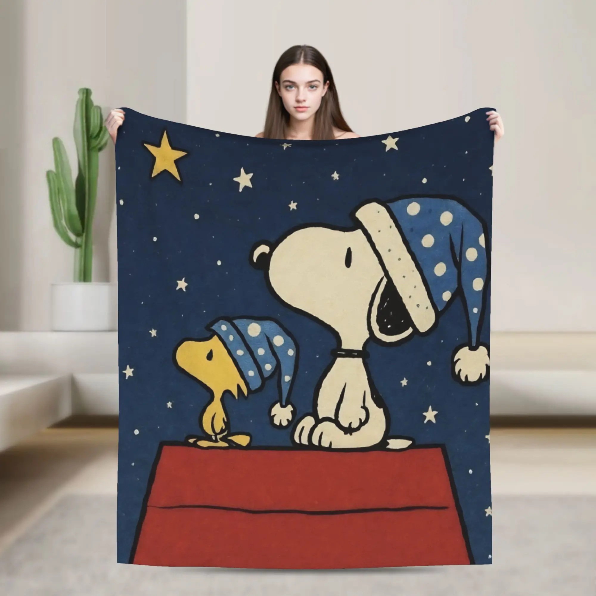 Cartoon Cute S-Snoopys Blanket Cover   Flannel Throw Blanket Bed Sofa Decoration Soft Warm Bedspreads