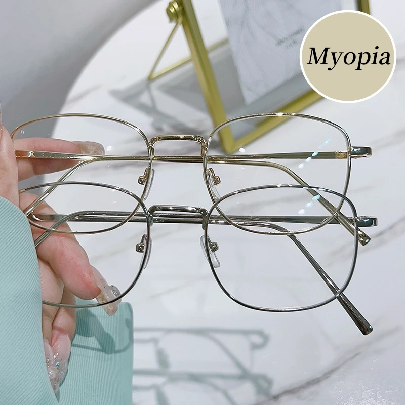 

Vintage Sqaure Myopia Glasses Fashion High Definition Minus Diopter Eyeglasses Men Women Anti-blue Light Short Sighted Eyewear