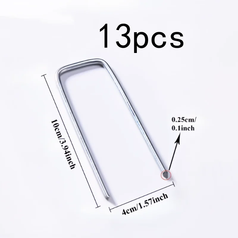 13Pcs Thickened U-Shaped Garden Stakes, Weatherproof Galvanized Pins for Camping Tent, Lawn, Garden Anchor