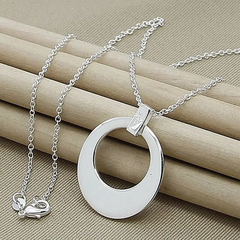 

CHUANGCHENG Elegant 925 Sterling Silver Sickle Pendant Necklace Chain Women's Charm Jewelry for Women