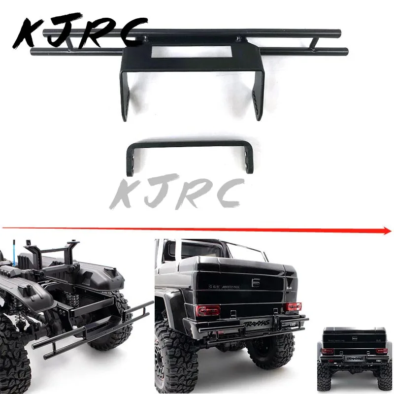 KJRC parachoques trasero de aleación CNC con soporte de marco, accesorios para coche RC Crawler raxxas 6x6 TRX6 TRX4, piezas de actualización de coche RC