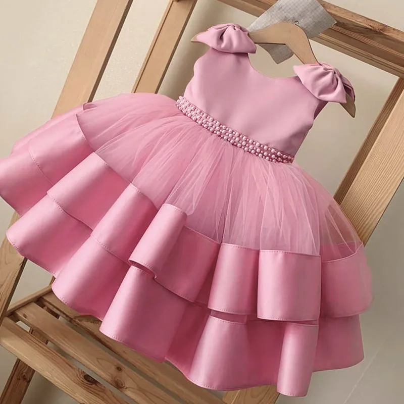 

Summer Kids Dress For Girls Princess Wedding Prom Gown Bow Elegant Girl Birthday Party Dresses Children Christmas Customized