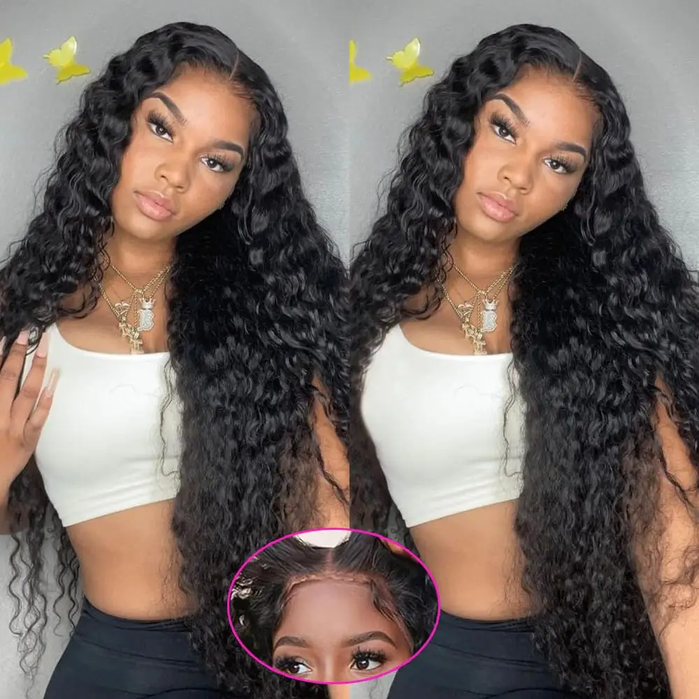 Glueless 5x5 Ready to Wear Deep Wave HD Lace Clousure Wig Human Hair Pre Plucked 6x4 Curly Brazilian Transparent Lace Front Wigs