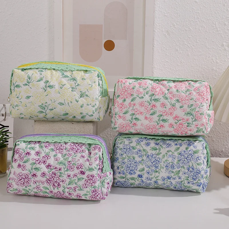 Korean Style Girly Lace Cartoon Trim Cosmetic Bag Portable Travel Makeup Wash Bag Cute Multifunctional Student Pencil Case