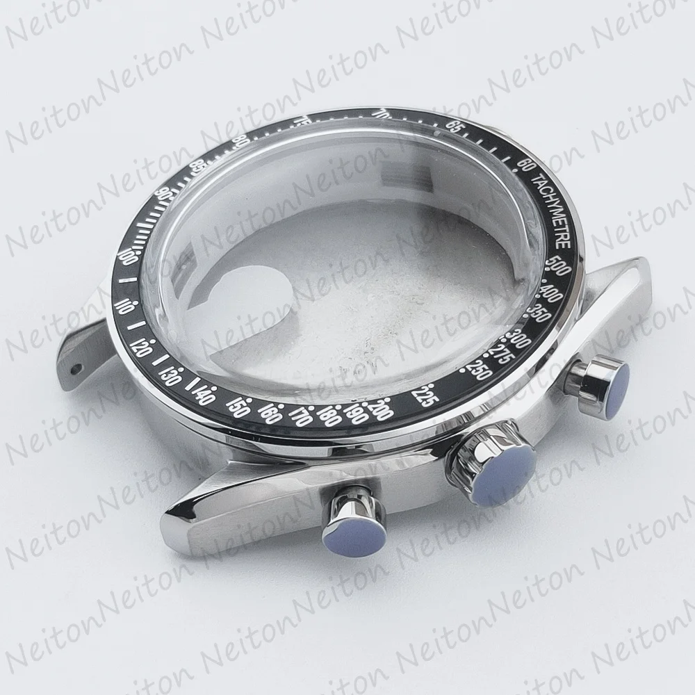 For VK63 Moon Watch 39.7MM Case Moon Pattern Back Chronograph Stainless Steel Metal Material Fits Speed Master Watch Cases Parts image 2