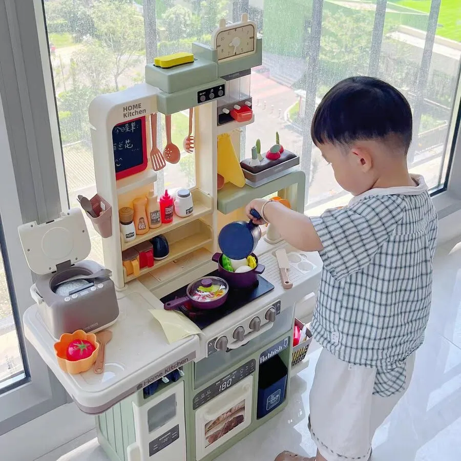 

93cm Big Kitchen Toy Children's Play House Kitchenware Set Simulation Spray Baby Mini Food Cooking Toys Christmas Gifts For Girl