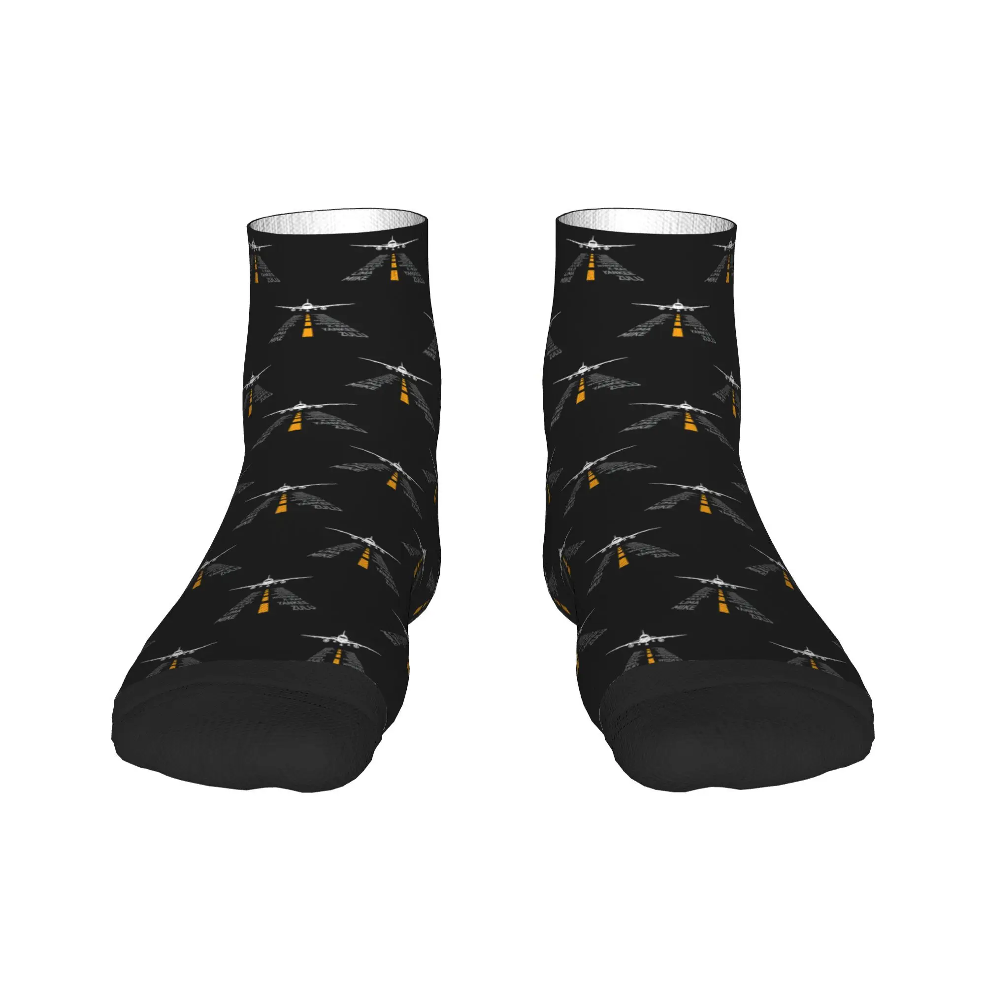 Airplane Pilot Gifts Airport Runway Phonetic Alphabet Plane Socks Harajuku Stockings All Season Socks Accessories for Man Woman