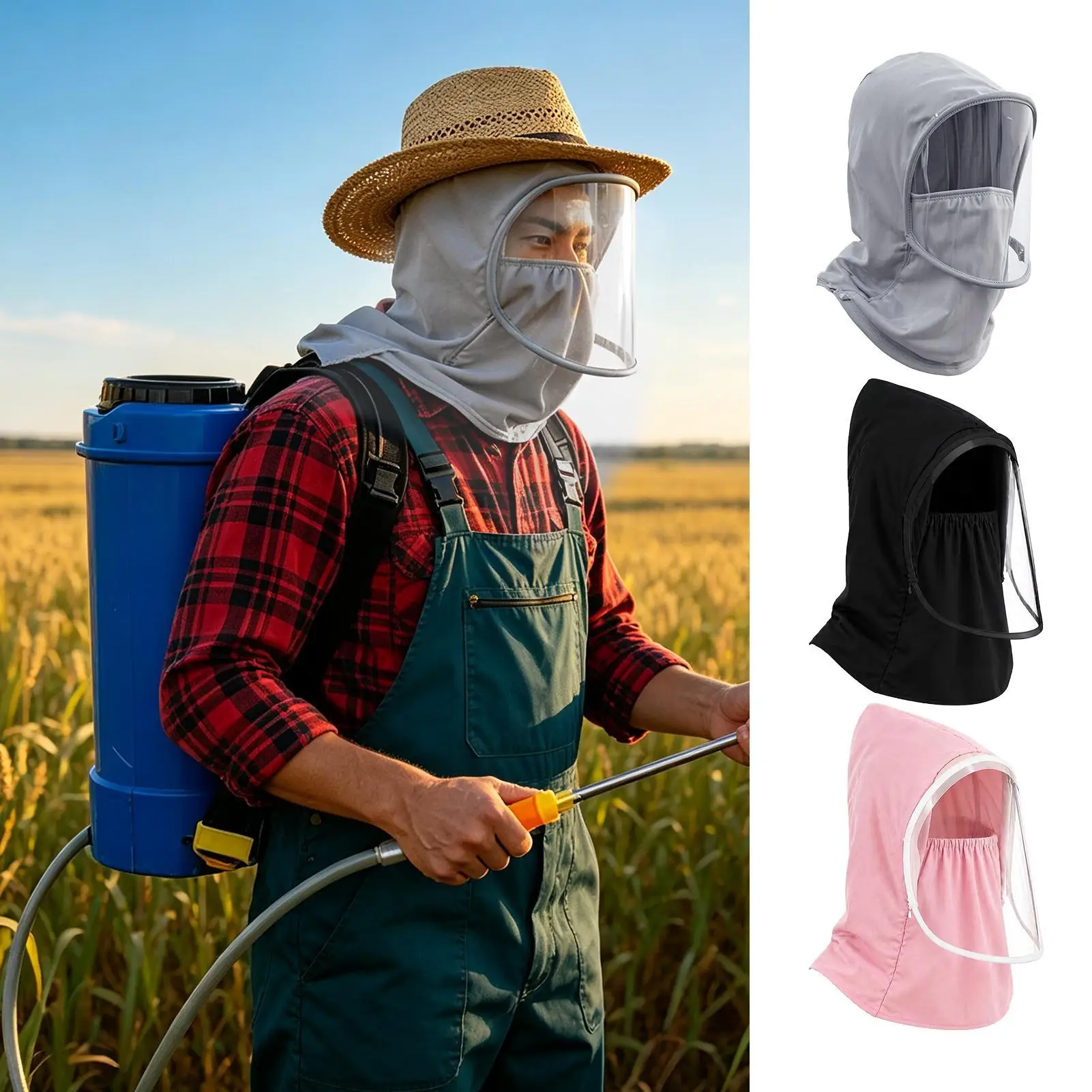Face Cover For Work Dustproof Anti-Fog Protection Headgear Facial Safety Cover For Farm Work Gardening Pruning Construction
