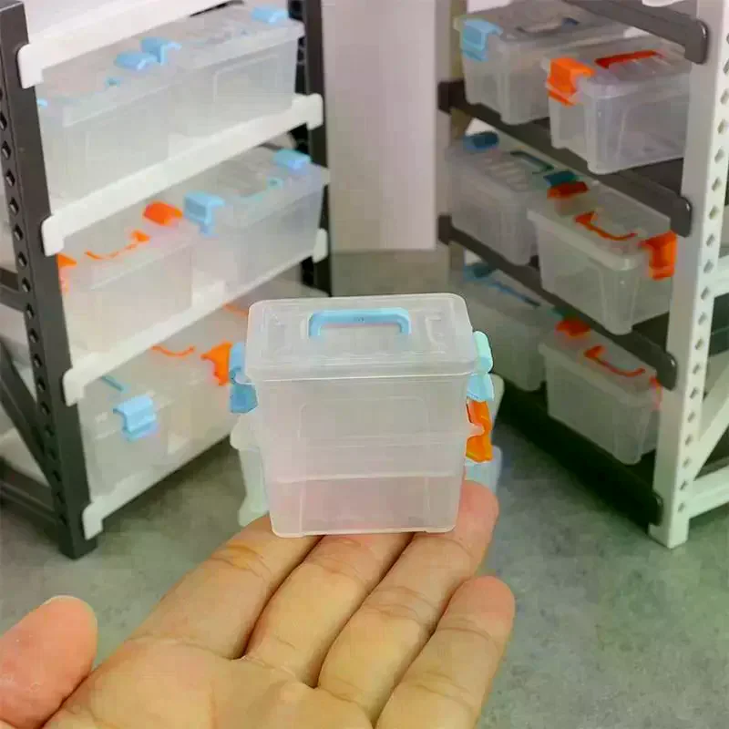 5 Peças de Caixa de Armazenamento Miniatura para Casa de Bonecas, Caixa de Ferramentas Transparente, Decoração para Casa de Bonecas, Acessórios para Cenário Micro