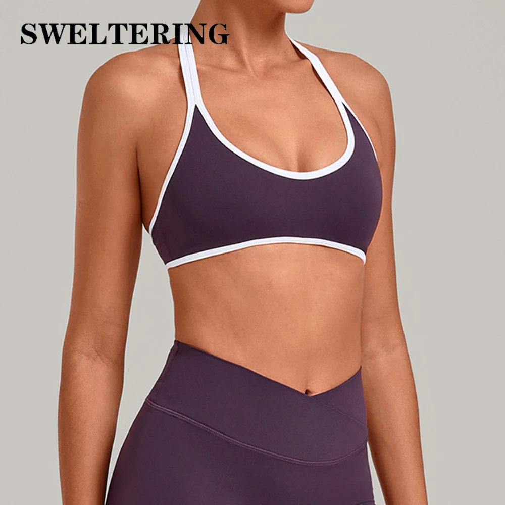 Contrast Color Yoga Bra Women's Breathable Gym Sports Underwear Fitness Tank Top Female Running Workout Crop Top Yoga Underwear