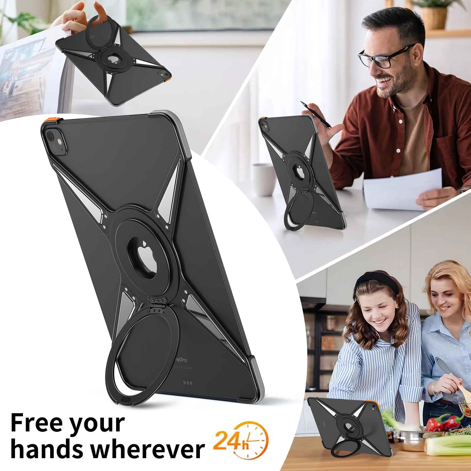 Luxury Aluminum Metal Alloy Armor Case for iPad Pro 11 Air 12.9 X-Shaped Cover For iPad Pro 13 O-Ring Magnetic Stand Tablet Case