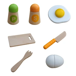 Realistic Kitchen Cutting Toy for Play Food Pretend for Play Toy Wooden Cooking Toy Shape Match Toddler Hand Grab Exerci Q81A