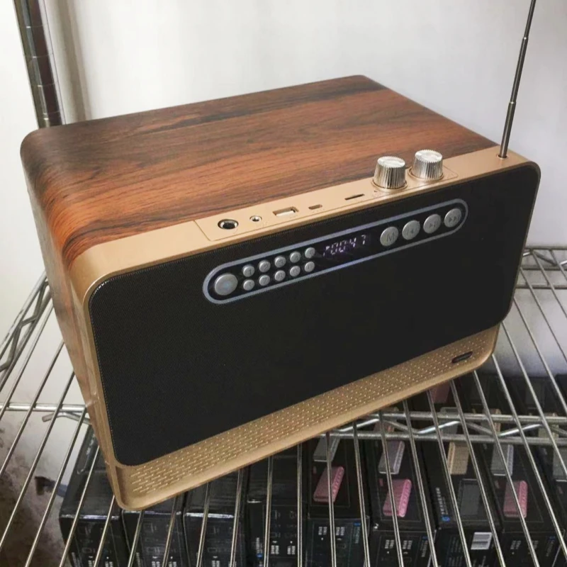 Wooden Wireless Bluetooth Speakers Portable Home Theater Karaoke 30W High Power Heavy Subwoofer Sound System Caixa De Som