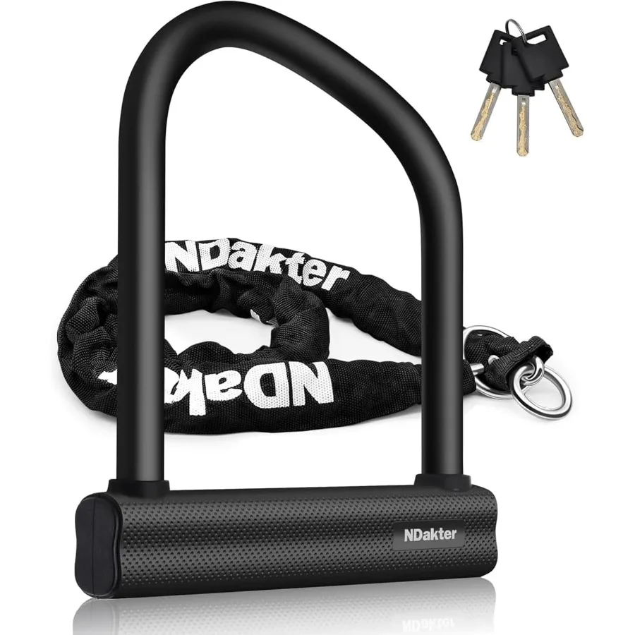 

Heavy Duty AntiTheft 18mm Thick Motorcycle U Lock with 4FT x 6mm Moped Chain and 3 Keys for Secure Protection of Electric Bicyc