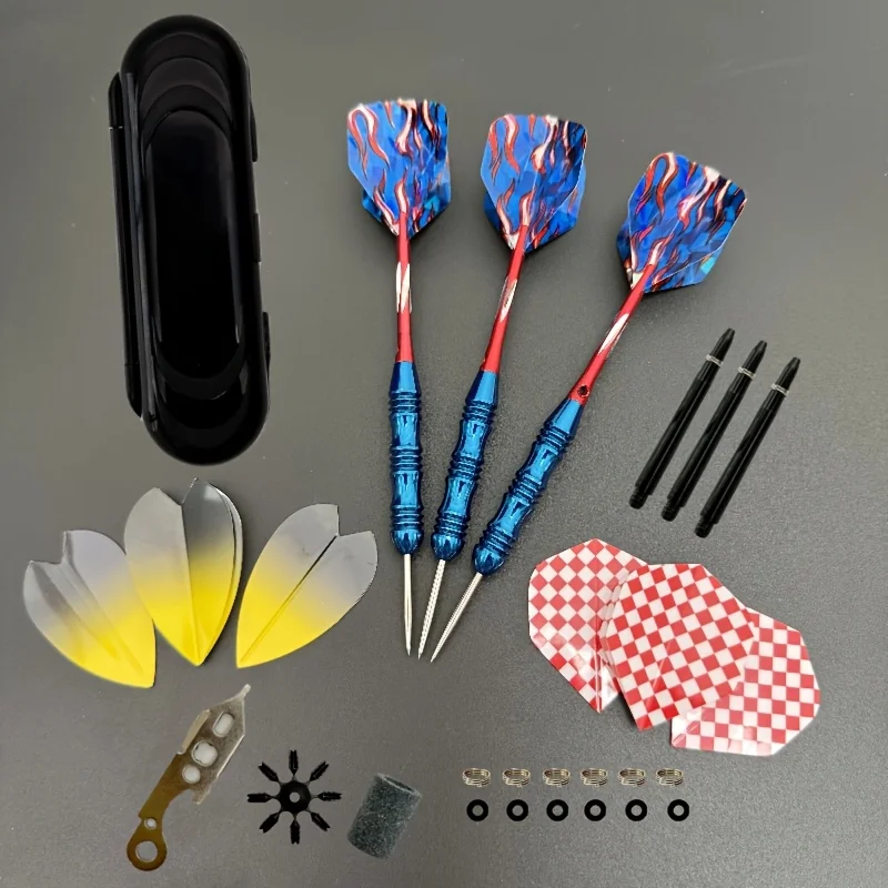 3 Pieces of 27g Steel Pointed Dart Set, Electroplated Copper and Aluminum Alloy Dart Shafts, Popular Color Matching
