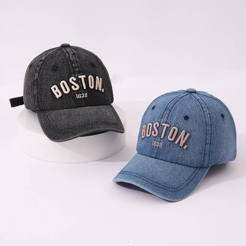

Letter Embroidered Baby Baseball Cap Vintage Denim Toddler Peaked Hat Summer Adjustable Kids Boy Girl Sun Visor Hats