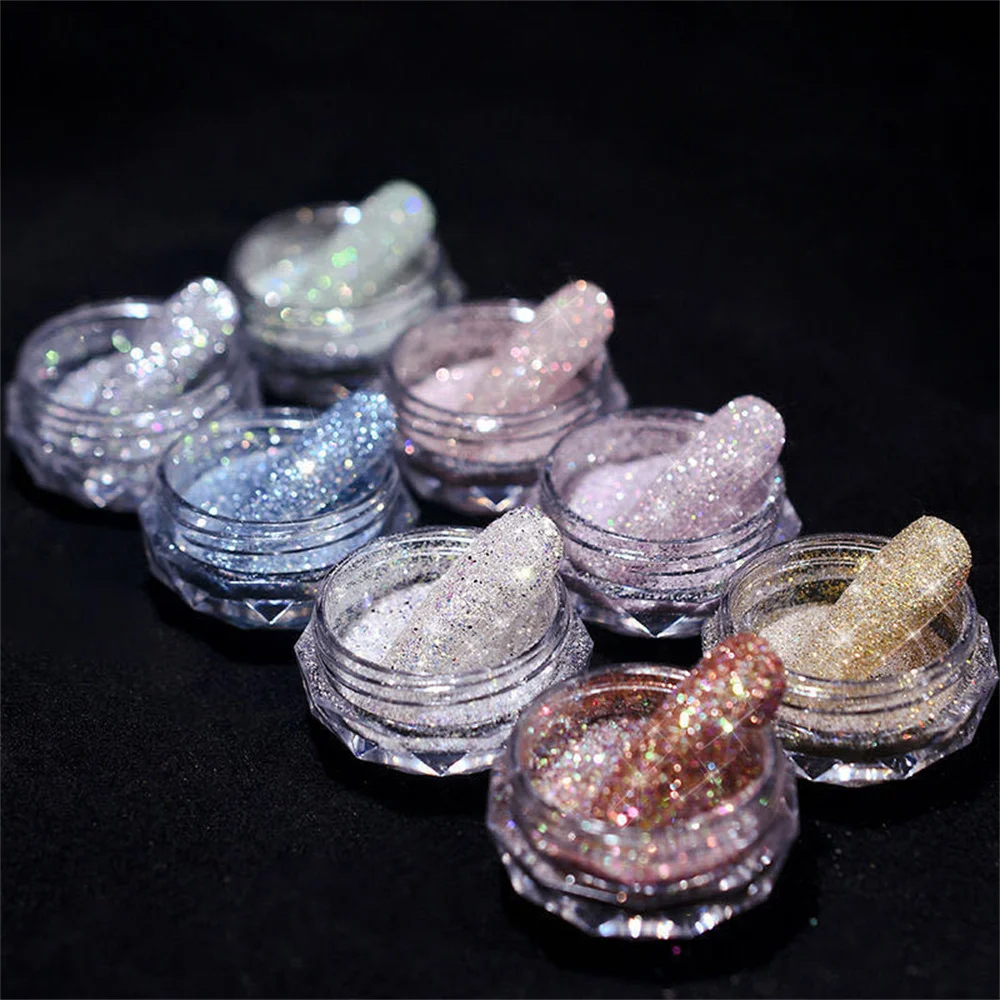 Polvo de purpurina para decoración de uñas, pigmento de lentejuelas para salón de manicura