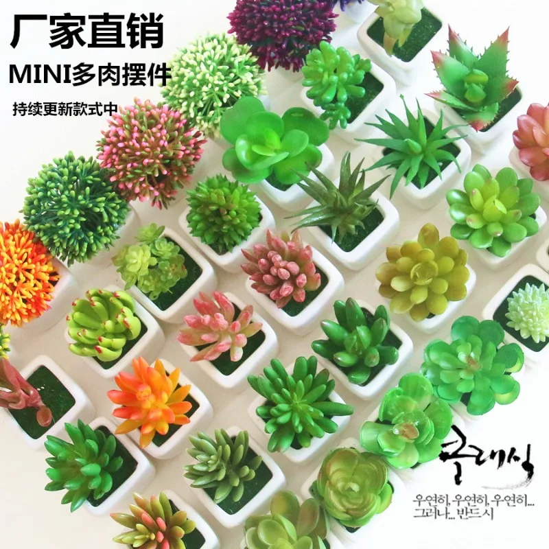 1PC Mini Artificial Succulent Plastic Potted Plant, Office Desktop Display Rack And Bookshelf Decoration