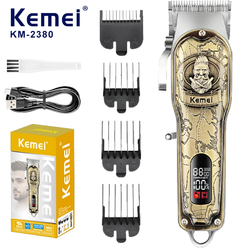 KEMEI Metal Beard Cutter Haircut Machine Usb Charging All Metal Body Hair Clipper Trimmer Barber KM-2380