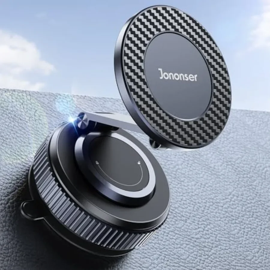 

360 Adjustable Magnetic Phone Holder with Foldable Suction Cup for Car Dashboard and Windshield Compatible with iPhone 16 15 14