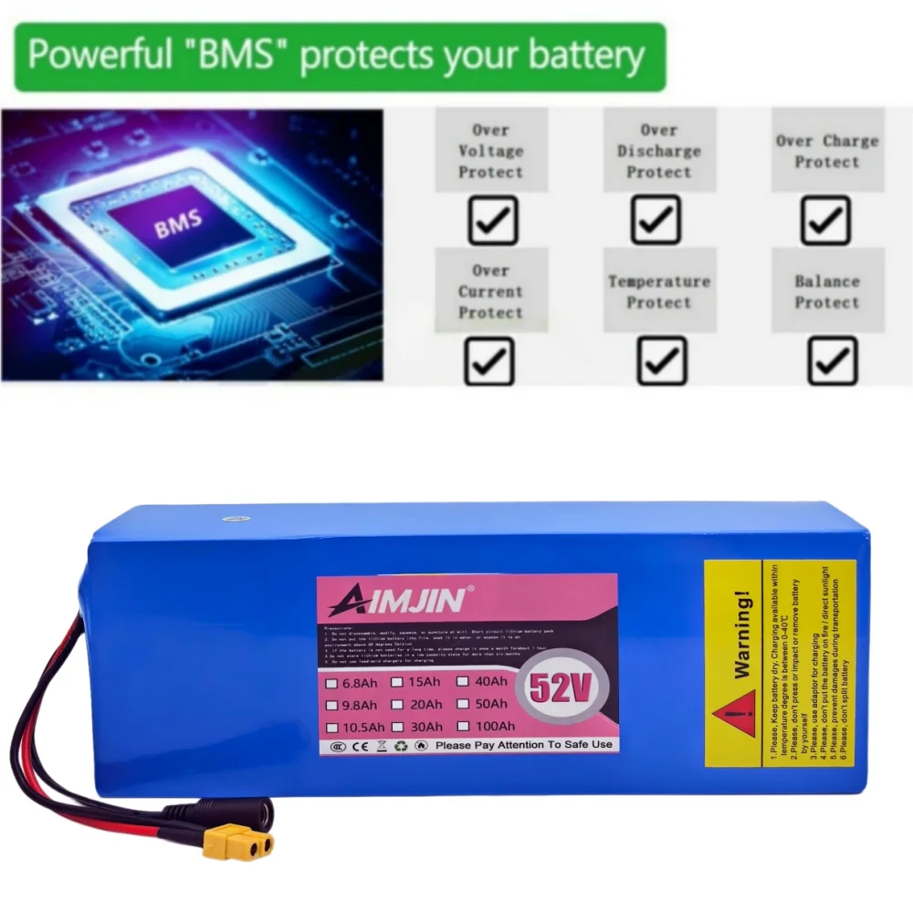 18650 13S4P 48V 15Ah 800W High-Power Lithium Battery Pack for Various Transportation Vehicles