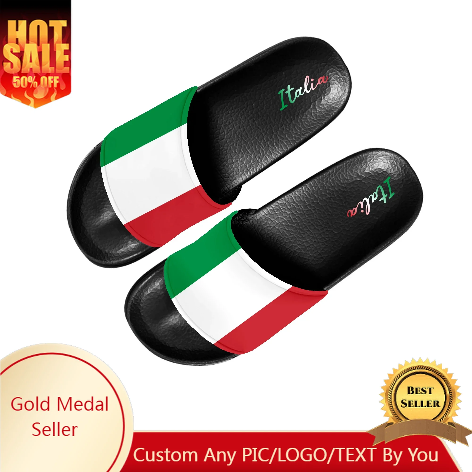 

Italian Flag Slippers Home Water Shoes Men Women Teenagers Italy Bathroom Beach Pool Sandals Custom Made Summer Slipper